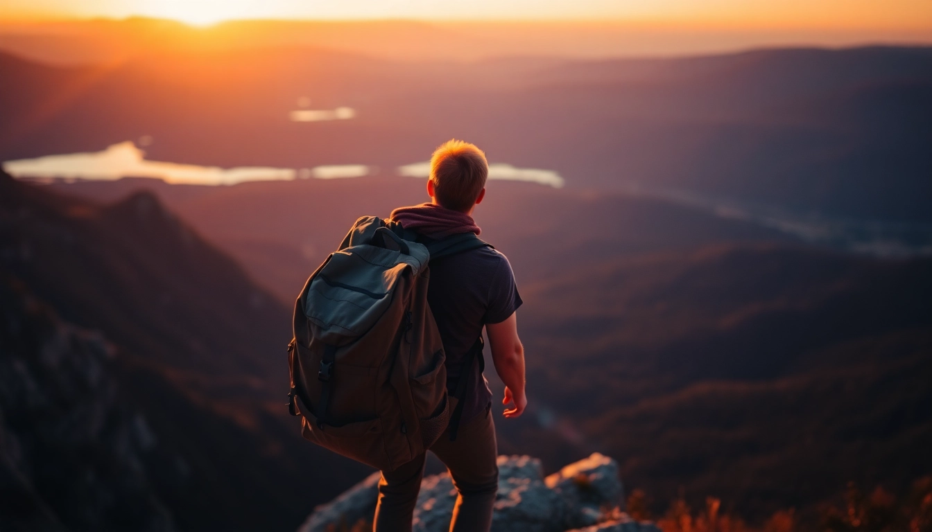 Engaging traveler enjoying the sunset view at tropemprzygod.pl, capturing the essence of adventure.