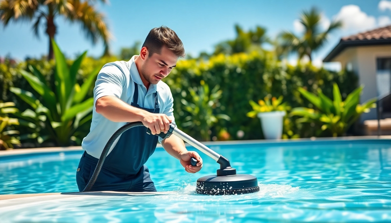 Enhance your pool service in Largo with expert technicians maintaining a sparkling clean pool.