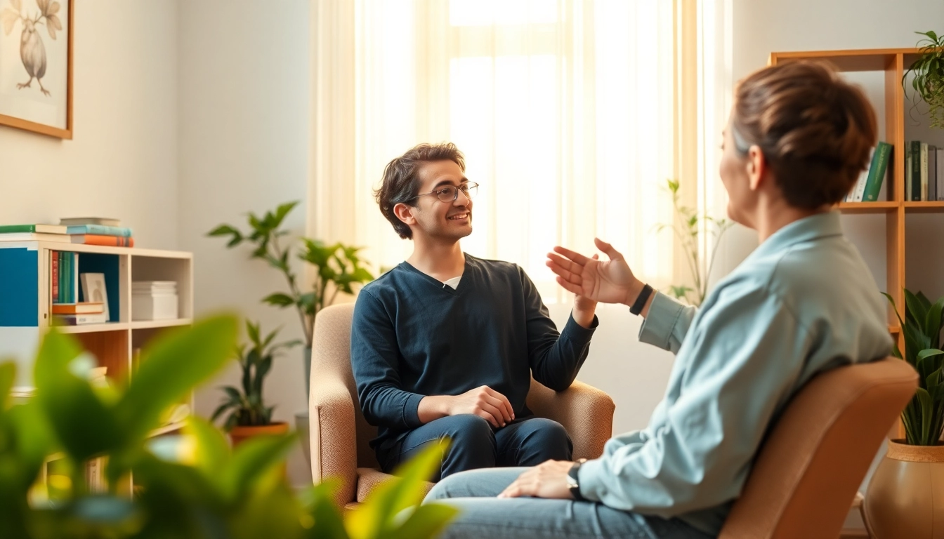 Guiding individuals dealing with stress through relaxation techniques in a serene setting.