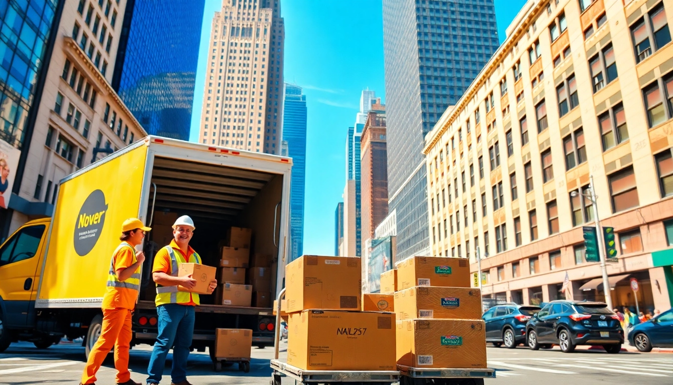 Best movers nyc assisting in a vibrant New York City move, highlighting friendly professionalism and efficiency.