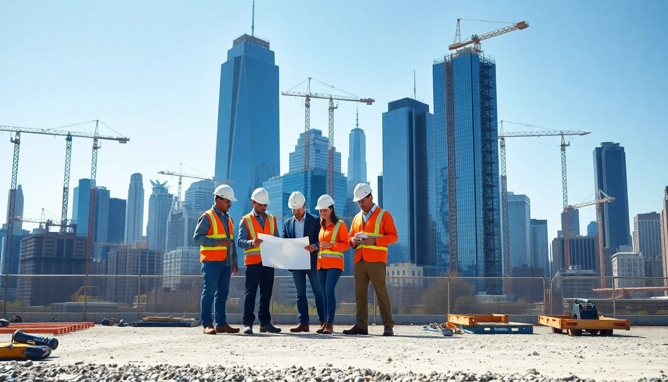 Showcase the expertise of a New York City Commercial General Contractor at a vibrant construction site.