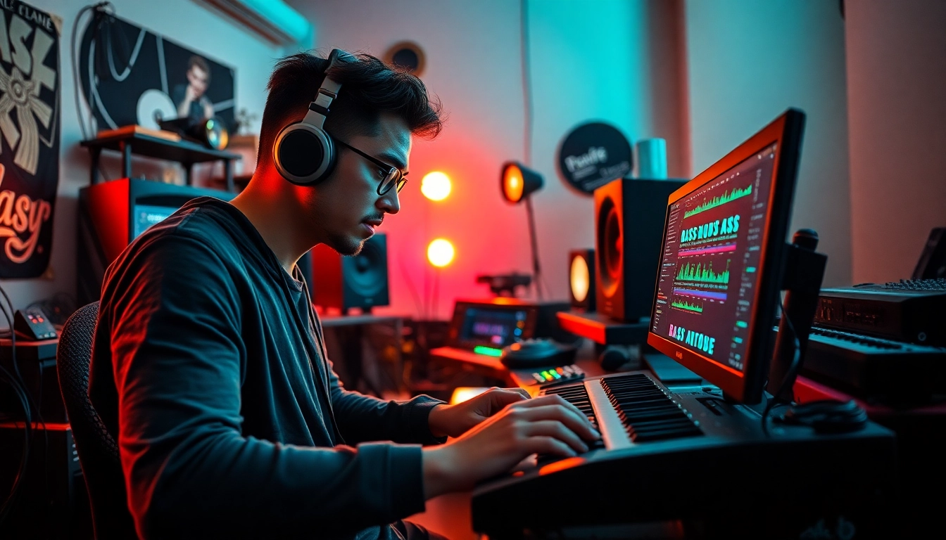 Showcase of vibrant Bass house presets in a modern studio setting focusing on music production.