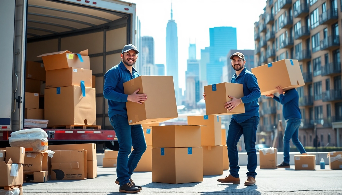 Movers in action by a moving truck for Moving company nyc relocation.