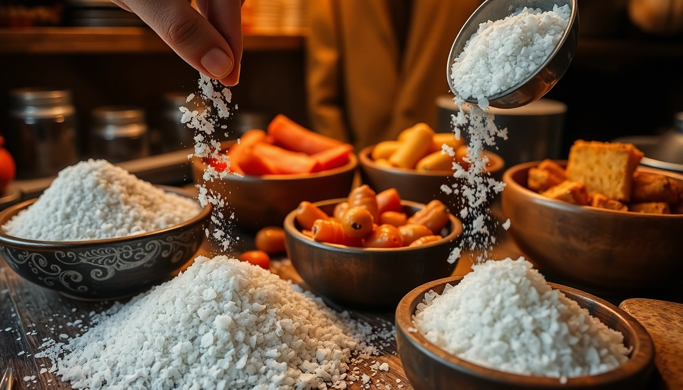 Salting fresh meats and vegetables highlighting the culinary technique of preservation and flavor enhancement.