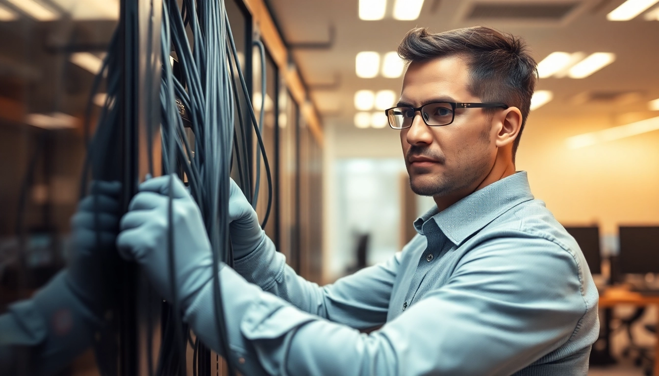 Efficiently performing a Data Cable Installation service for seamless network connectivity.