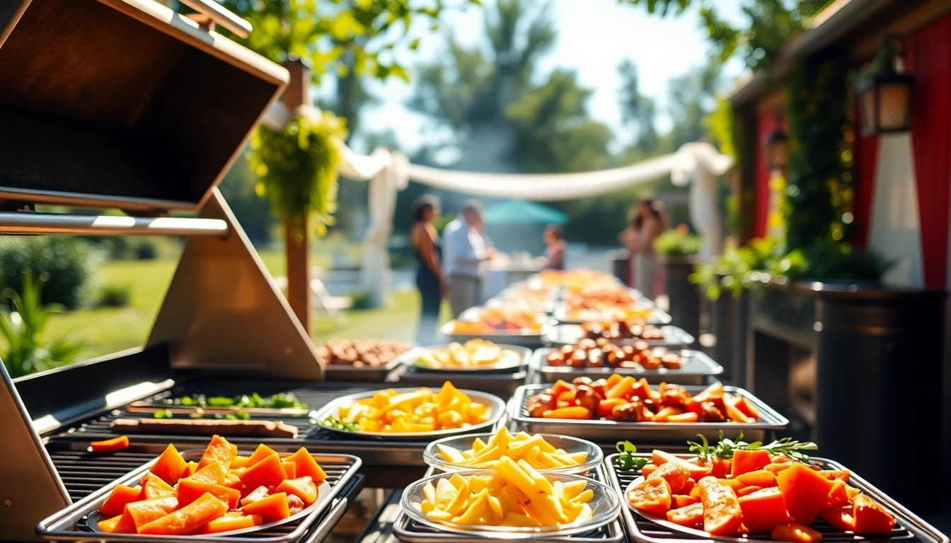 Delight in Hochzeit Grill Catering für Berlin with a beautifully arranged outdoor barbecue spread for weddings.