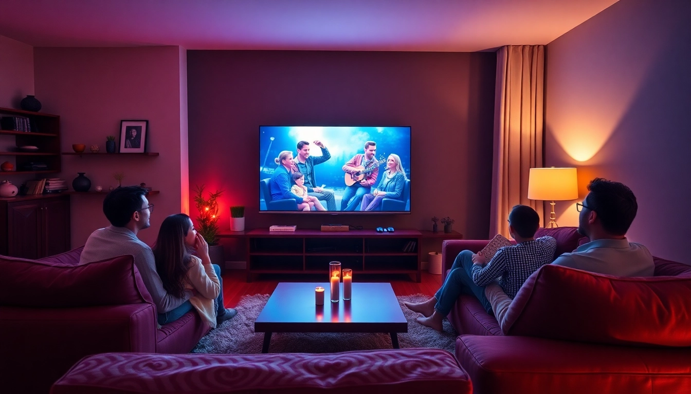 Enjoy a free iptv trial with family in a cozy living room while watching movies together.