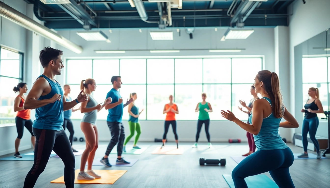 Engaged participants in a small group class near me showcasing fitness training energy.
