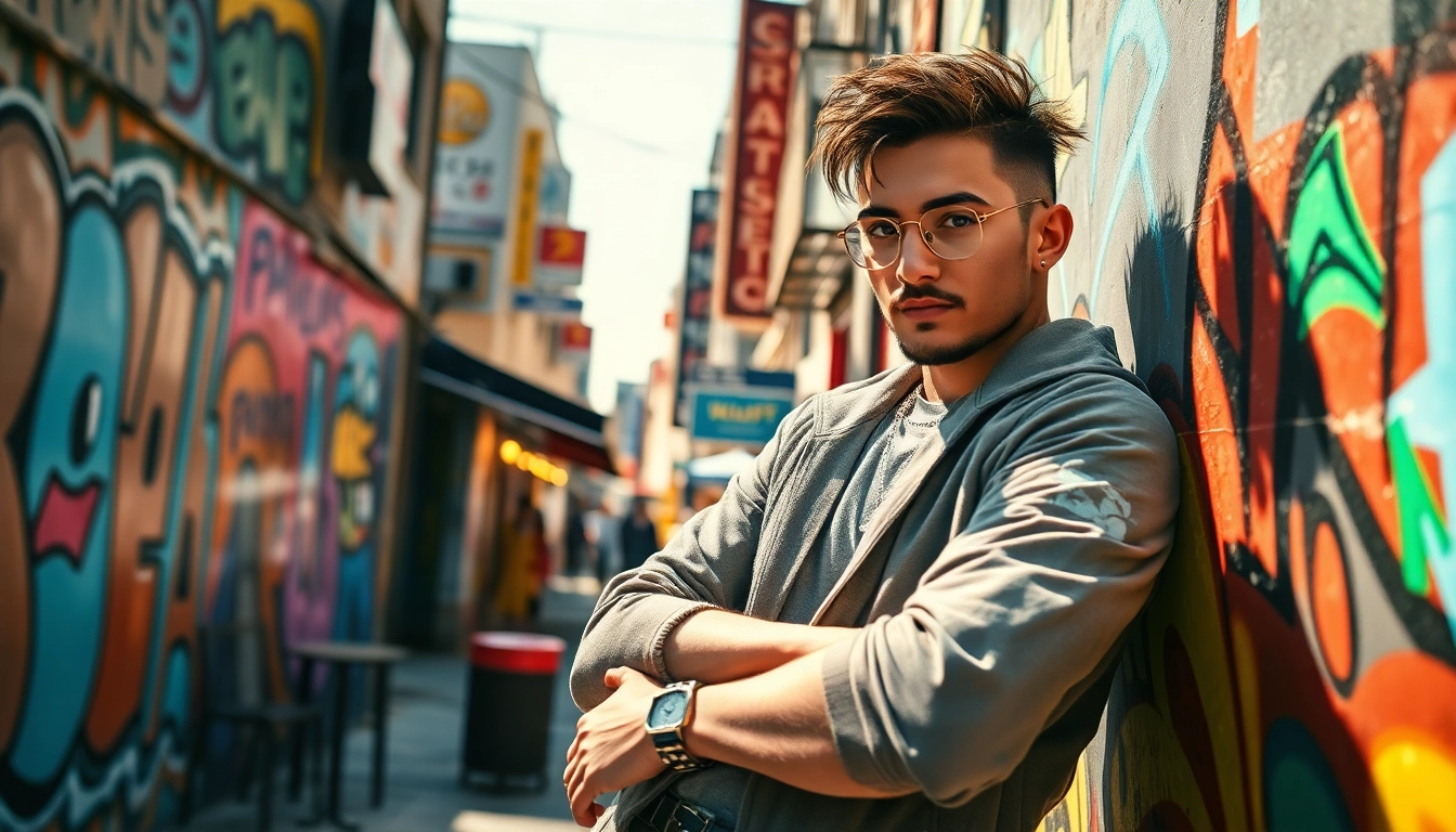 Energetic portrayal of a based chad zora in a vibrant urban setting with stylish street art.