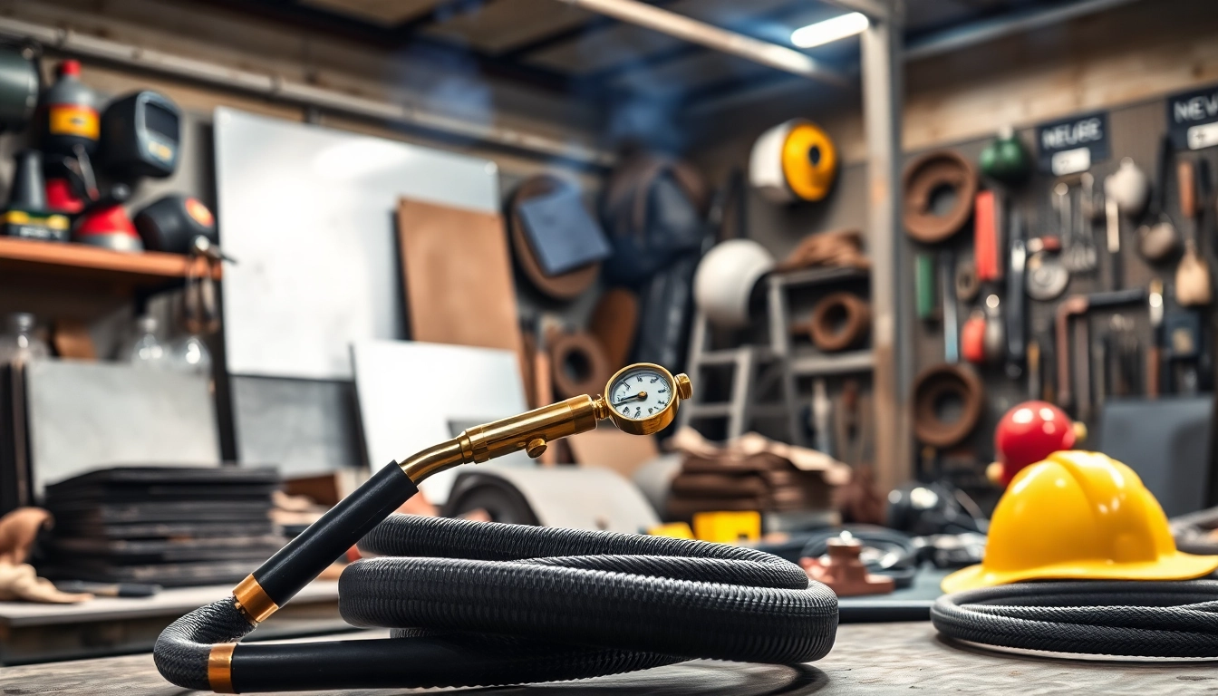 Showcase oxy acetylene welding kit set amidst tools, highlighting its features for effective welding tasks.