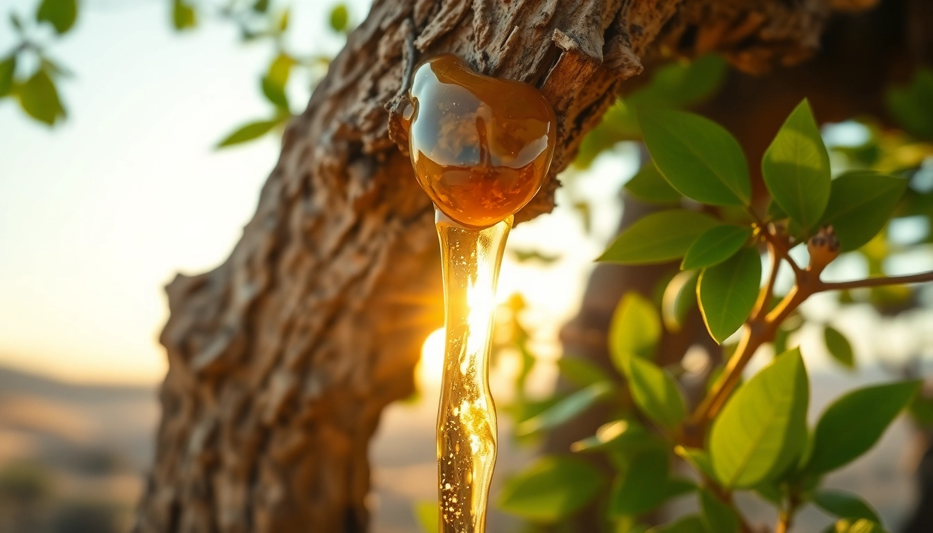 Extraire de la myrrhe d'un arbre Commiphora, montrant un processus ancien.