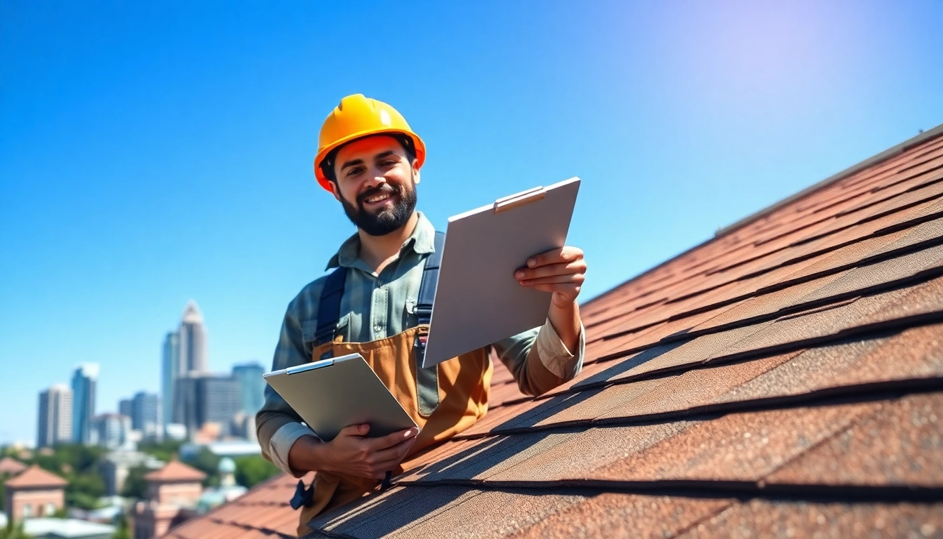Best roofing company in Austin, showcasing a contractor inspecting a high-quality roof installation.