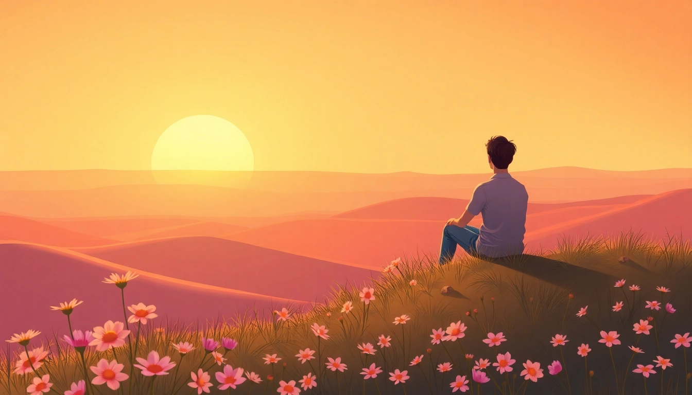 Person contemplating nature while dealing with depression in a serene landscape.