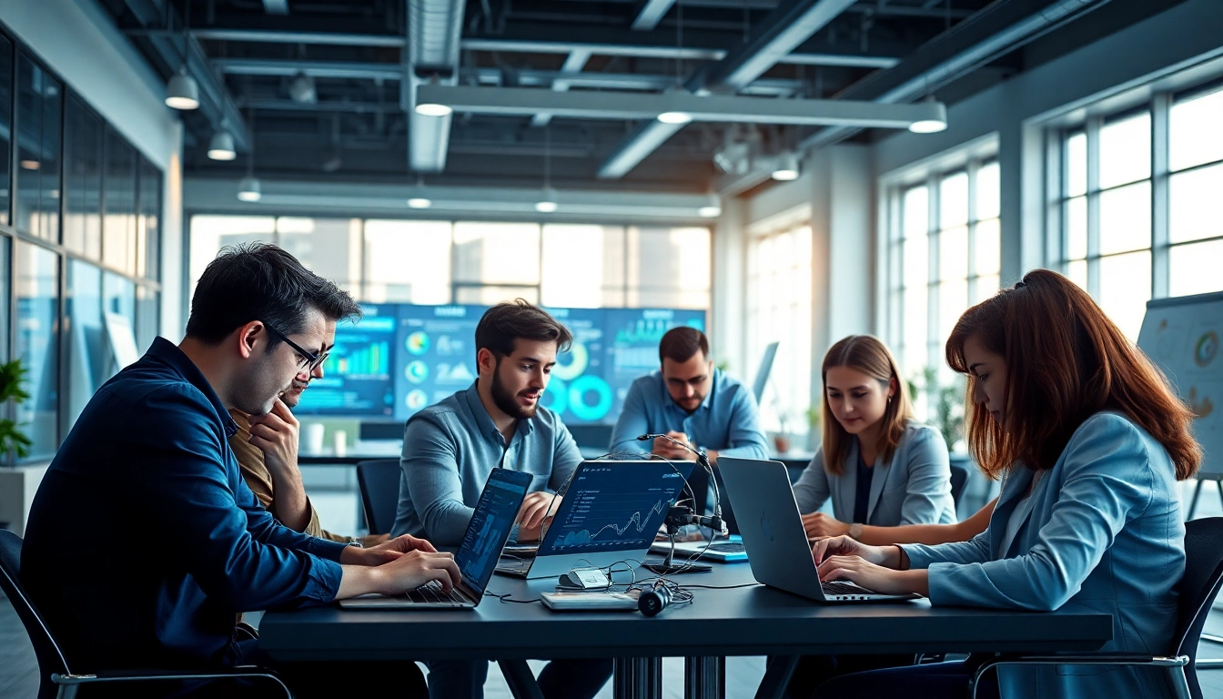 Team providing Managed IT Services Markham in a high-tech office, showcasing collaboration and innovation.