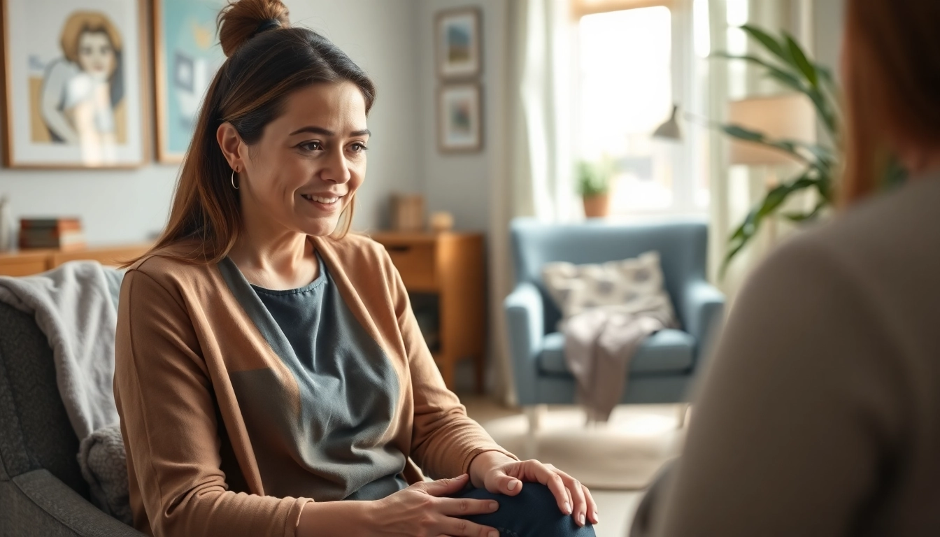 An attachment theory specialist conducting a therapy session in a warm, inviting office setting.
