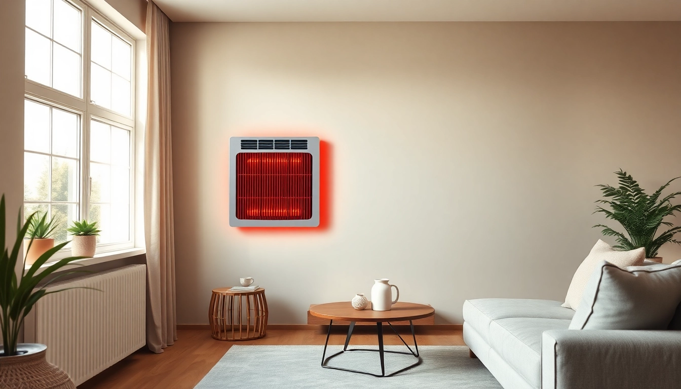 Infrarotheizung Wand effizient und modern montiert in einem gemütlichen Wohnzimmer.