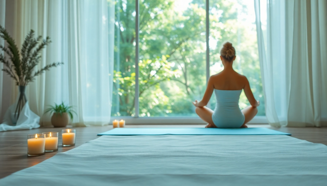 Enhance your wellness with a serene meditation space featuring candles and greenery.
