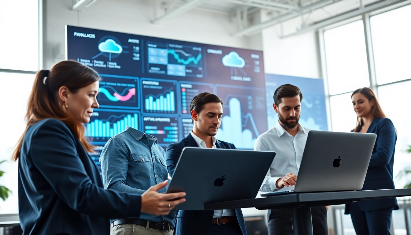 Consultants collaborating on IT Services in a bright modern office setting.