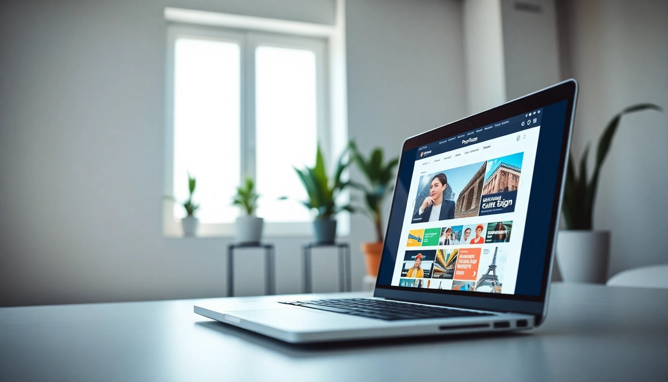 Créer un site vitrine professionnel avec une interface moderne sur un ordinateur portable dans un bureau minimaliste
